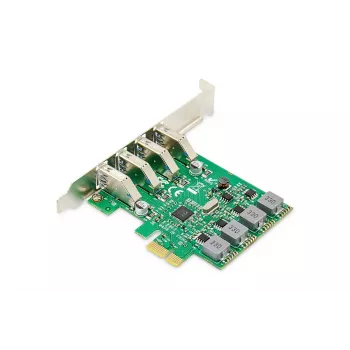 DIGITUS USB Pci-e papildinājuma karte USB3.0, 4 portu A/F, mikroshēmojums: VL805, pašdarbināma