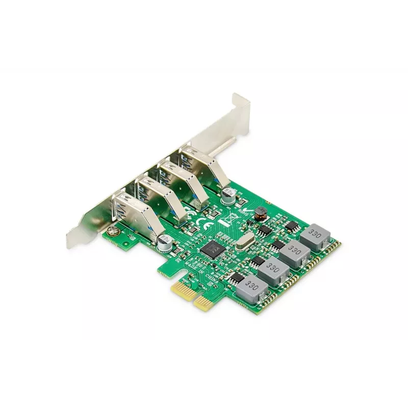 DIGITUS USB Pci-e papildinājuma karte USB3.0, 4 portu A/F, mikroshēmojums: VL805, pašdarbināma