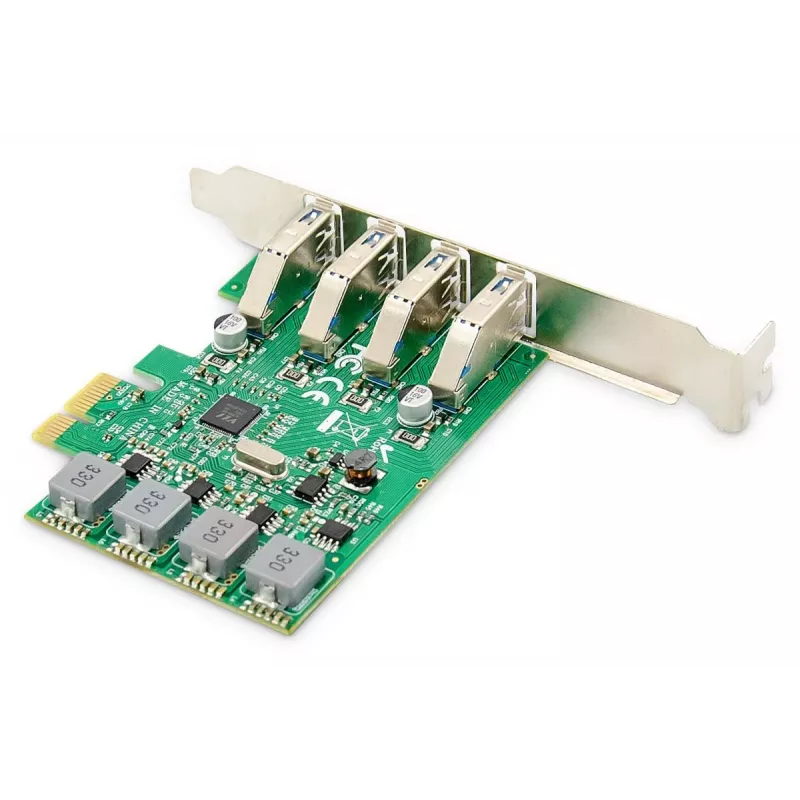 DIGITUS USB Pci-e papildinājuma karte USB3.0, 4 portu A/F, mikroshēmojums: VL805, pašdarbināma