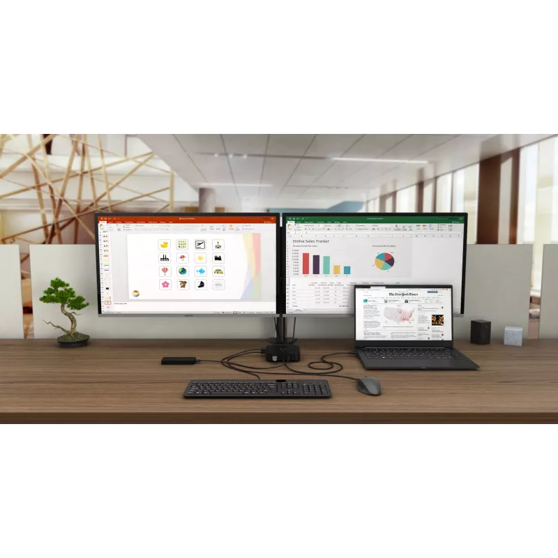 i-tec USB-C Dual Display Docking Station ar Power Delivery 100 W + Universāls lādētājs 100 W