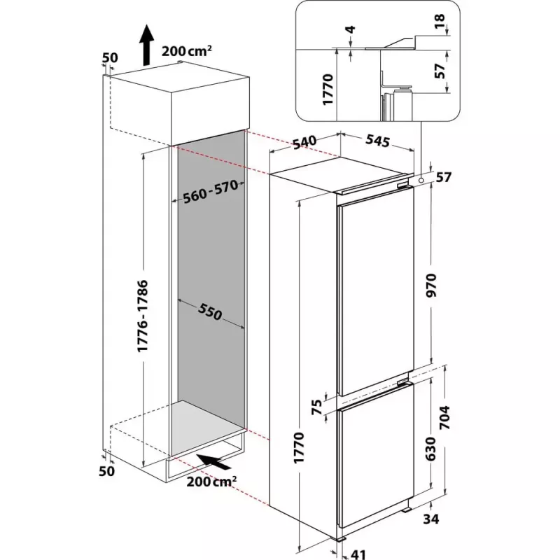 Whirlpool ART66122 Iebūvējamais ledusskapis 273 L