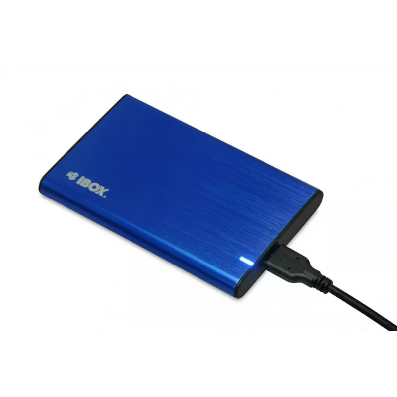 HDD/SSD korpuss IBOX HD-05 — 2,5 collu SATA III, USB 3.2 Gen 1 (Micro-USB B), līdz 10 TB, zils