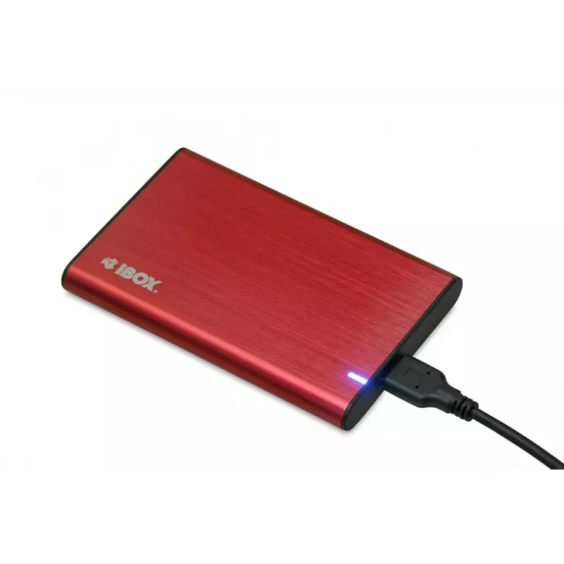 HDD/SSD korpuss IBOX HD-05 sarkans 2,5 collu — USB 3.2 Gen 1 (5 Gbit/s), JMicron JMS578, līdz 10 TB