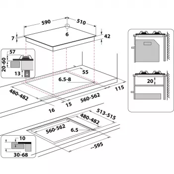Whirlpool AKT 616/NB Melns Iebūvējamā 60 cm Gāzes 4 zonas