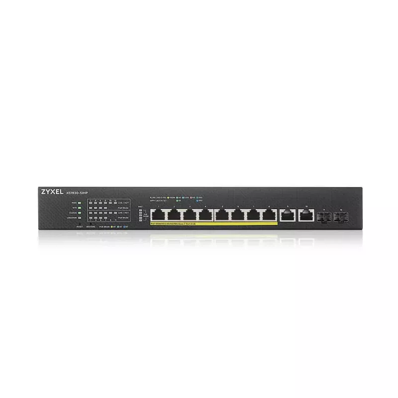 Zyxel XS1930-12HP-ZZ0101F tīkla slēdzis, pārvaldīts L3, 10G Ethernet (100/1000/10000), Power over Ethernet (PoE), melns