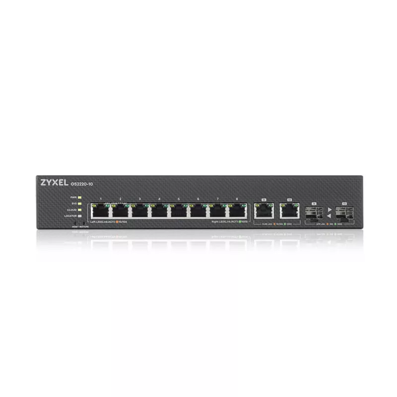 Zyxel GS2220-10-EU0101F tīkla slēdzis Pārvaldīts L2 Gigabit Ethernet (10/100/1000) Melns