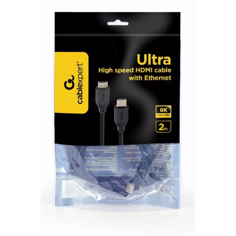 HDMI kabelis Gembird CC-HDMI8K-2M — HDMI 2.1, 2 m, A tipa–A tipa, 48 Gbit/s, melns