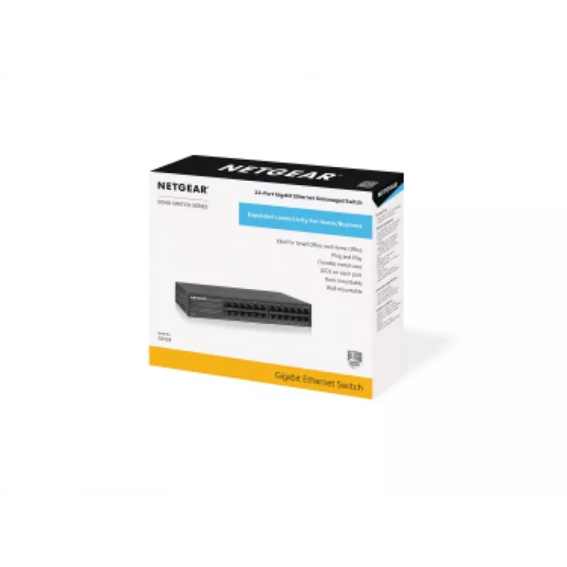 NETGEAR GS324 Nepārvaldāms Gigabitu Ethernet (10/100/1000) Melns