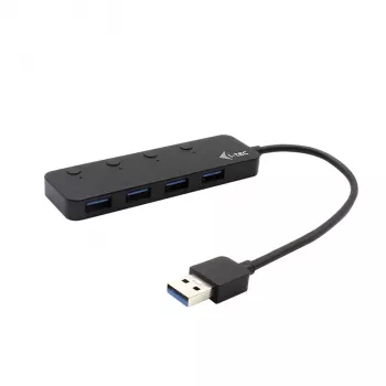 USB centrmezgls i-tec USB 3.0 Metal HUB 4 porti ar individuāliem ieslēgšanas/izslēgšanas slēdžiem