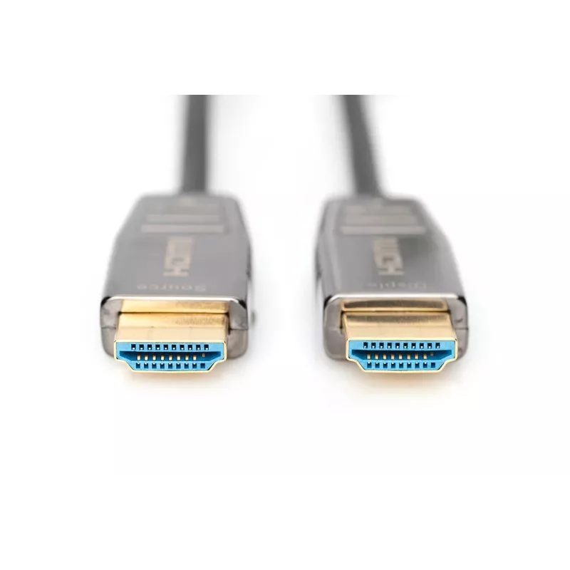 DIGITUS HDMI AOC hibrīda šķiedras savienojuma kabelis, A tipa M/M, 15m UHD 8K@60Hz, CE, melns
