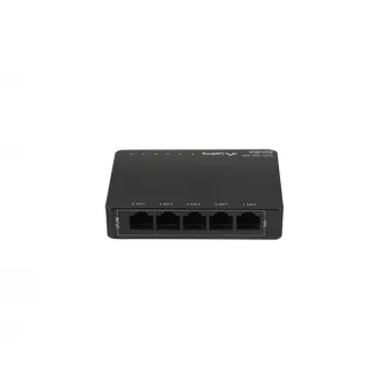 Nepārvaldāms tīkla slēdzis LANBERG DSP3-1005-60W, 5x Gigabit RJ-45, 4x PoE+ (60 W kopā), 10 Gbit/s pārslēgšana