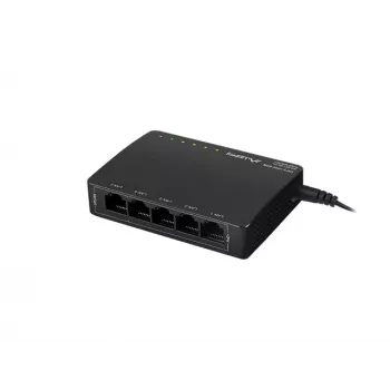 Nepārvaldāms tīkla slēdzis LANBERG DSP3-1005-60W, 5x Gigabit RJ-45, 4x PoE+ (60 W kopā), 10 Gbit/s pārslēgšana
