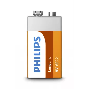 Baterija Philips 6F22L1B/10 — vienreizēja 9V cinka-oglekļa, 0,0385 kg