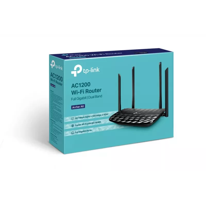 TP-Link AC1200 bezvadu maršrutētājs Gigabit Ethernet Divjoslu (2,4 GHz / 5 GHz) Melns