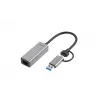 “i-tec Metal USB-C/USB-A 2.5Gbps Ethernet” adapteris, vadu, USB Type-A/USB Type-C, Ethernet, 2500 Mbit/s, pelēks