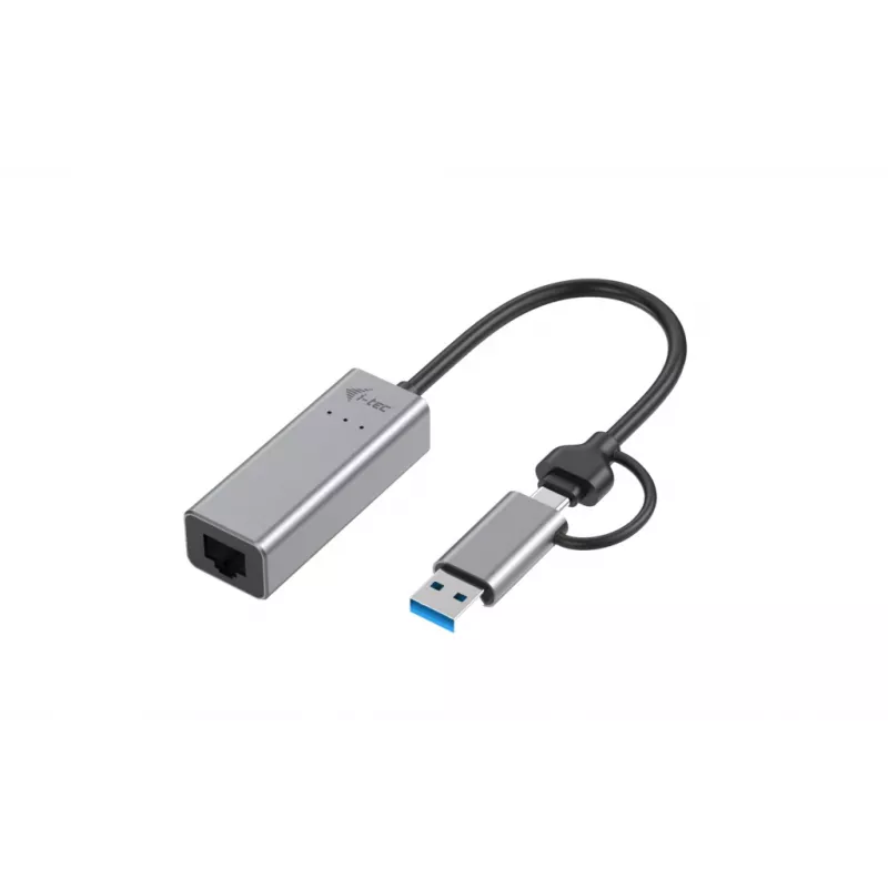 “i-tec Metal USB-C/USB-A 2.5Gbps Ethernet” adapteris, vadu, USB Type-A/USB Type-C, Ethernet, 2500 Mbit/s, pelēks