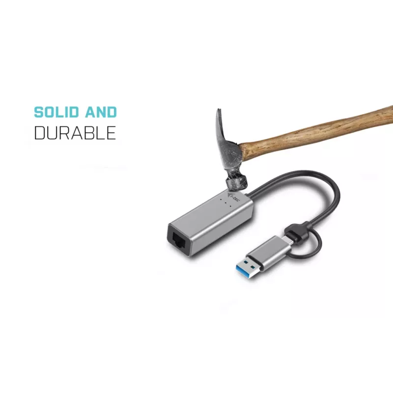 “i-tec Metal USB-C/USB-A 2.5Gbps Ethernet” adapteris, vadu, USB Type-A/USB Type-C, Ethernet, 2500 Mbit/s, pelēks