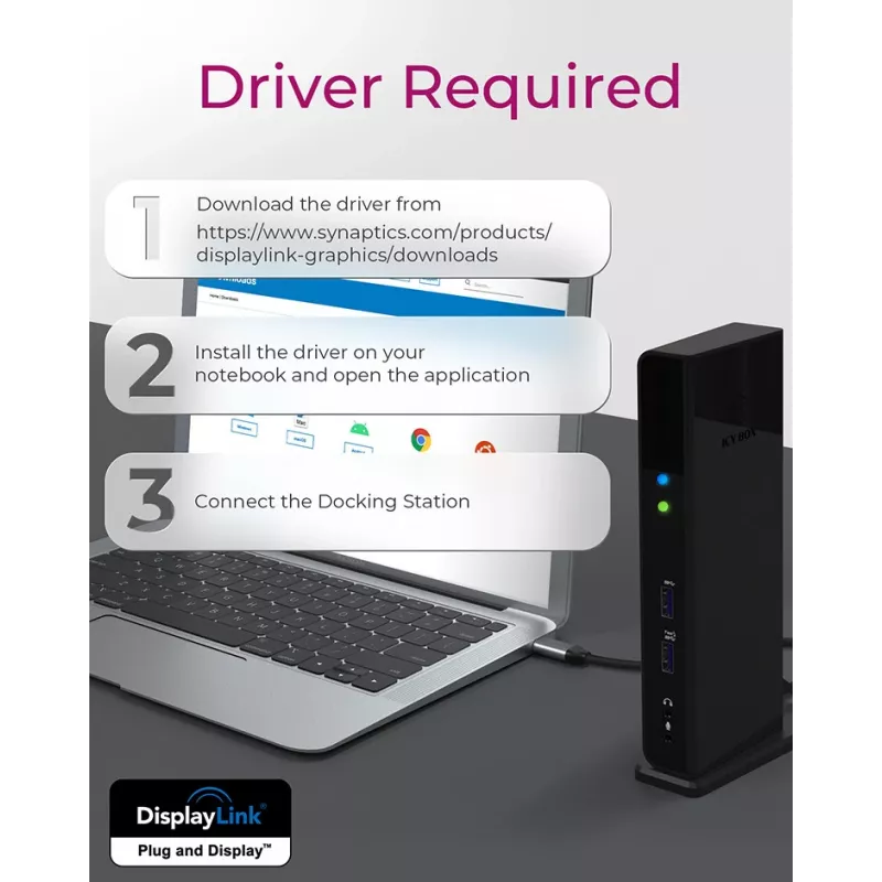 ICY BOX IB-DK2251AC Vadu USB 3.2 Gen 2 (3.1 Gen 2) Type-A Melns