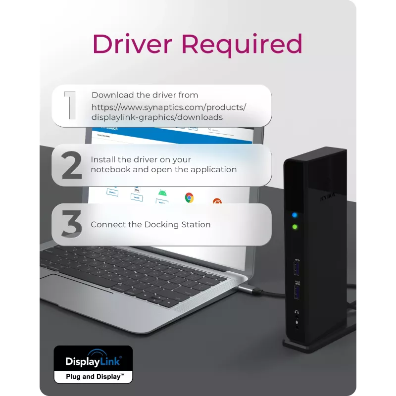 ICY BOX IB-DK2251AC Vadu USB 3.2 Gen 2 (3.1 Gen 2) Type-A Melns