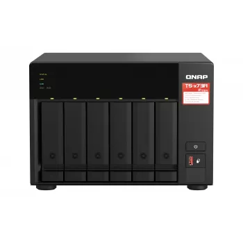 QNAP TS-673A NAS Tornis Ryzen Embedded V1500B 8 GB DDR4 0 TB QNAP Turbo System Melns