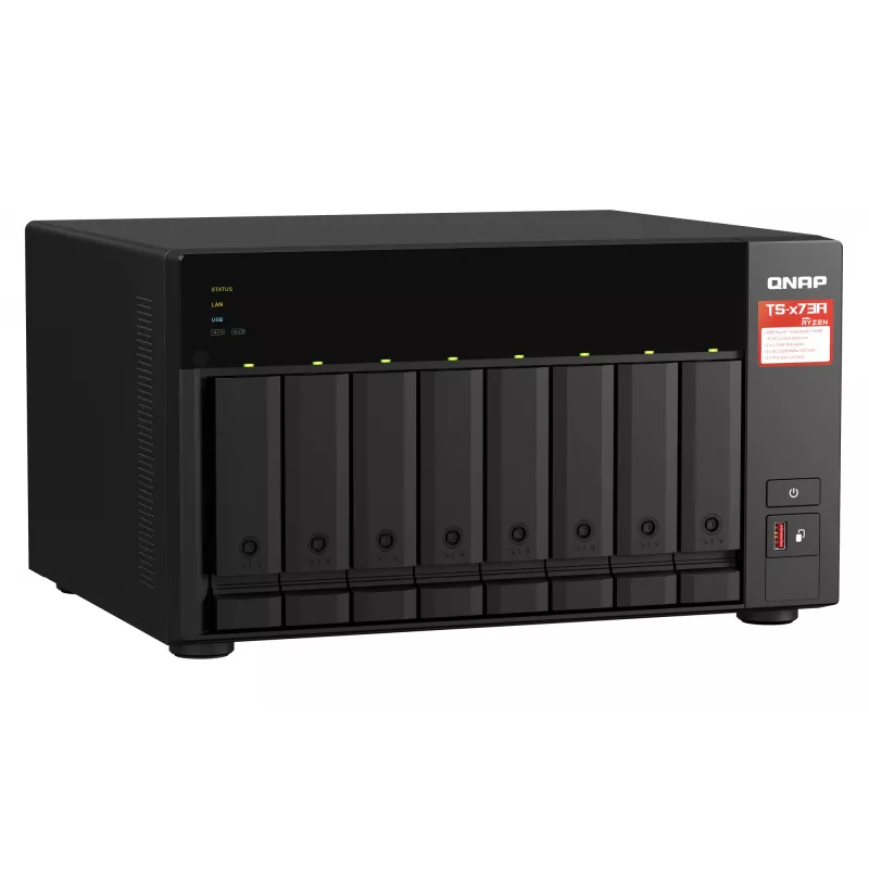 QNAP TS-873A NAS Tornis Ryzen Embedded V1500B 8 GB DDR4 0 TB QNAP Turbo System Melns