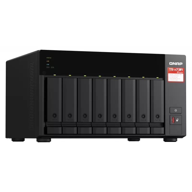 QNAP TS-873A NAS Tornis Ryzen Embedded V1500B 8 GB DDR4 0 TB QNAP Turbo System Melns