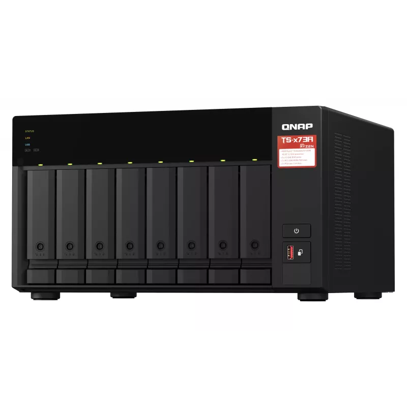QNAP TS-873A NAS Tornis Ryzen Embedded V1500B 8 GB DDR4 0 TB QNAP Turbo System Melns