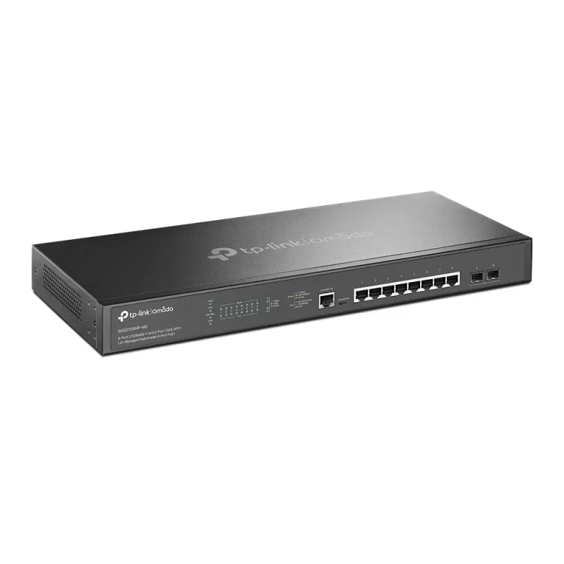 TP-Link Omada 8-Port 2.5GBASE-T un 2-Port 10GE SFP+ L2+ pārvaldāms slēdzis ar 8-Port PoE+