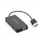 USB centrmezgls Gembird UHB-U2P4-04 — 4 pieslēgvietu USB 2.0, plug-and-play, melns, 480 Mbit/s