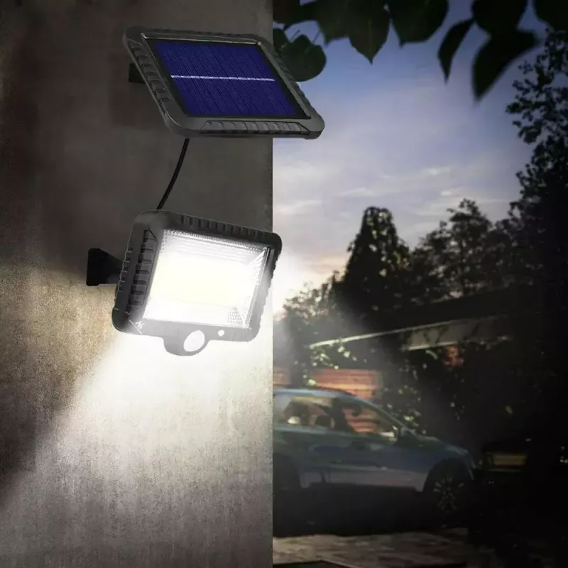 Āra saules LED prožektors MACLEAN MCE438, 5W, 400 lm, IP44, Li-Ion 5.2V, piestiprināms pie sienas, balta gaisma, melns