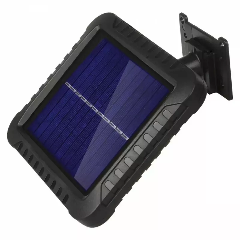Āra saules LED prožektors MACLEAN MCE438, 5W, 400 lm, IP44, Li-Ion 5.2V, piestiprināms pie sienas, balta gaisma, melns