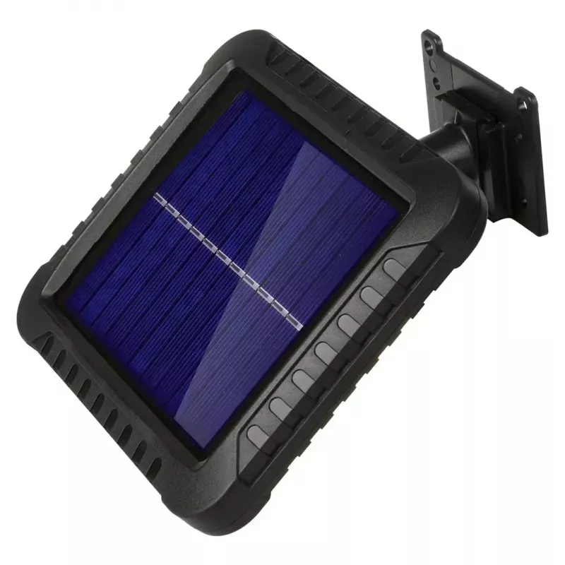 Āra saules LED prožektors MACLEAN MCE438, 5W, 400 lm, IP44, Li-Ion 5.2V, piestiprināms pie sienas, balta gaisma, melns