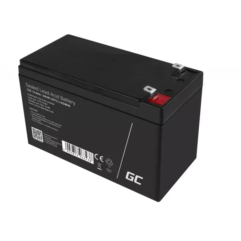 Uzlādējams 12 V noslēgts svina-skābes akumulators zaļa Cell AGM46, 8000 mAh, 2,15 kg, VRLA