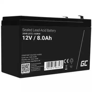 Uzlādējams 12 V noslēgts svina-skābes akumulators zaļa Cell AGM46, 8000 mAh, 2,15 kg, VRLA