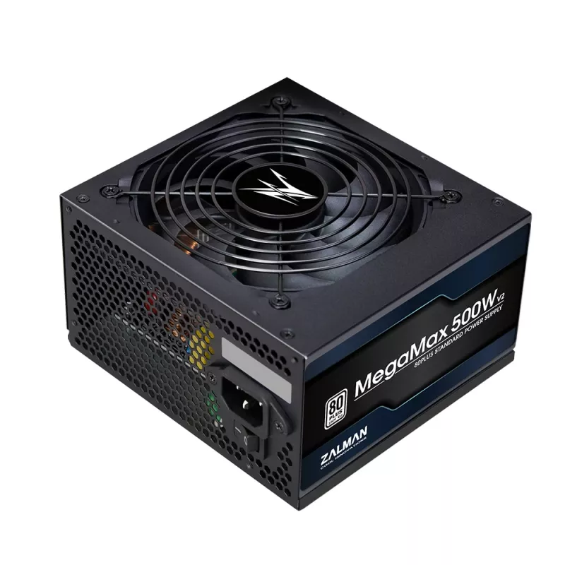 Zalman ZM500-TXII V2 MegaMax 80PLUS 230V EU STANDARD sertificēts augstas efektivitātes PCI-E barošanas bloks 500 W 20+4 pin ATX melns