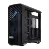 PC torņa korpuss Fractal Design Torrent Tower Black — atbalsta ATX/EATX/ITX, 2x180mm priekšējie ventilatori, 2x3.5 collu sloti, 4x2.5 collu sloti, rūdīts stikls