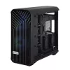 PC torņa korpuss Fractal Design Torrent Tower Black — atbalsta ATX/EATX/ITX, 2x180mm priekšējie ventilatori, 2x3.5 collu sloti, 4x2.5 collu sloti, rūdīts stikls