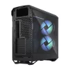 PC torņa korpuss Fractal Design Torrent Tower Black — atbalsta ATX/EATX/ITX, 2x180mm priekšējie ventilatori, 2x3.5 collu sloti, 4x2.5 collu sloti, rūdīts stikls