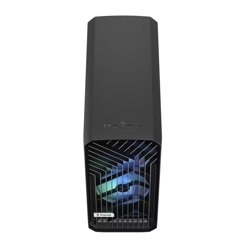 PC torņa korpuss Fractal Design Torrent Tower Black — atbalsta ATX/EATX/ITX, 2x180mm priekšējie ventilatori, 2x3.5 collu sloti, 4x2.5 collu sloti, rūdīts stikls