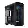 PC torņa korpuss Fractal Design Torrent Tower Black — atbalsta ATX/EATX/ITX, 2x180mm priekšējie ventilatori, 2x3.5 collu sloti, 4x2.5 collu sloti, rūdīts stikls