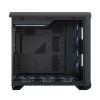 PC torņa korpuss Fractal Design Torrent Tower Black — atbalsta ATX/EATX/ITX, 2x180mm priekšējie ventilatori, 2x3.5 collu sloti, 4x2.5 collu sloti, rūdīts stikls