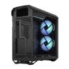 PC torņa korpuss Fractal Design Torrent Tower Black — atbalsta ATX/EATX/ITX, 2x180mm priekšējie ventilatori, 2x3.5 collu sloti, 4x2.5 collu sloti, rūdīts stikls
