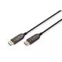 DIGITUS DisplayPort AOC hibrīda optiskās šķiedras savienojuma kabelis V/V UHD 8K@60Hz, CE, melns 15m