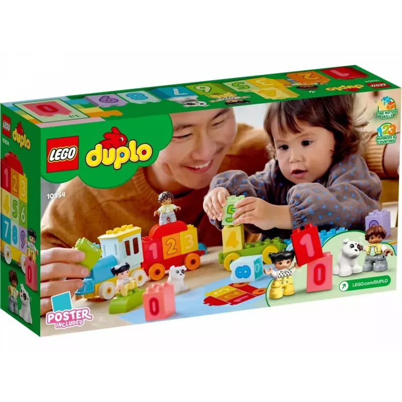 LEGO DUPLO ciparu vilciens 10954 – agrīnās mācīšanās vilciens ar numurētiem vagoniem skaitīšanai un šķirošanai