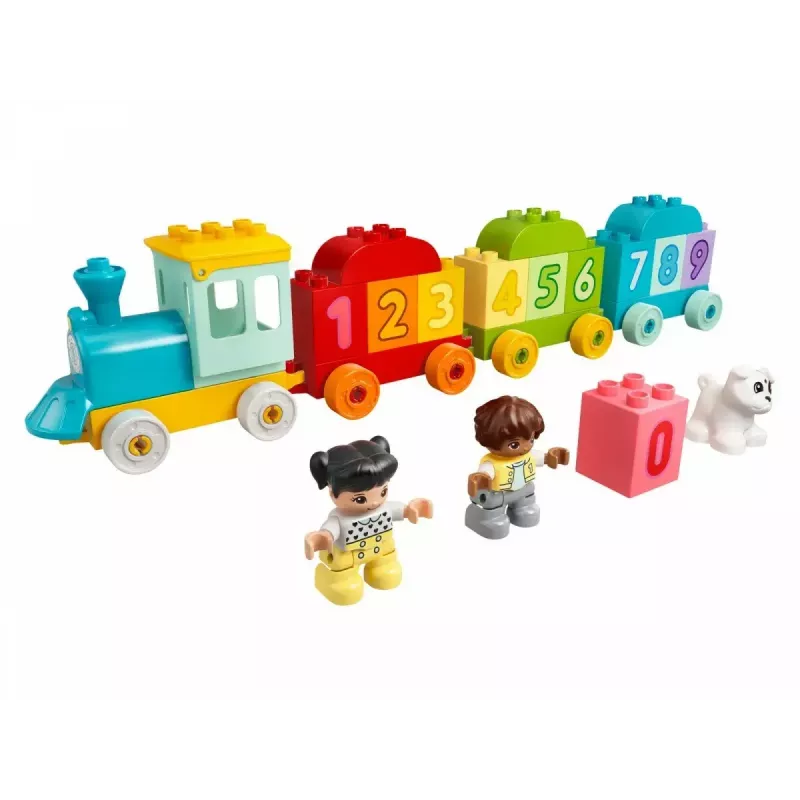 LEGO DUPLO ciparu vilciens 10954 – agrīnās mācīšanās vilciens ar numurētiem vagoniem skaitīšanai un šķirošanai