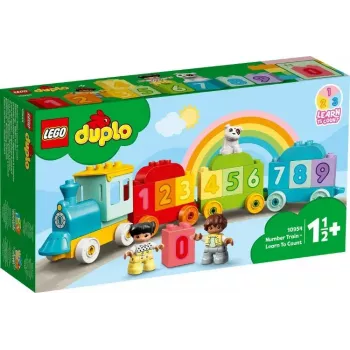 LEGO DUPLO ciparu vilciens 10954 – agrīnās mācīšanās vilciens ar numurētiem vagoniem skaitīšanai un šķirošanai