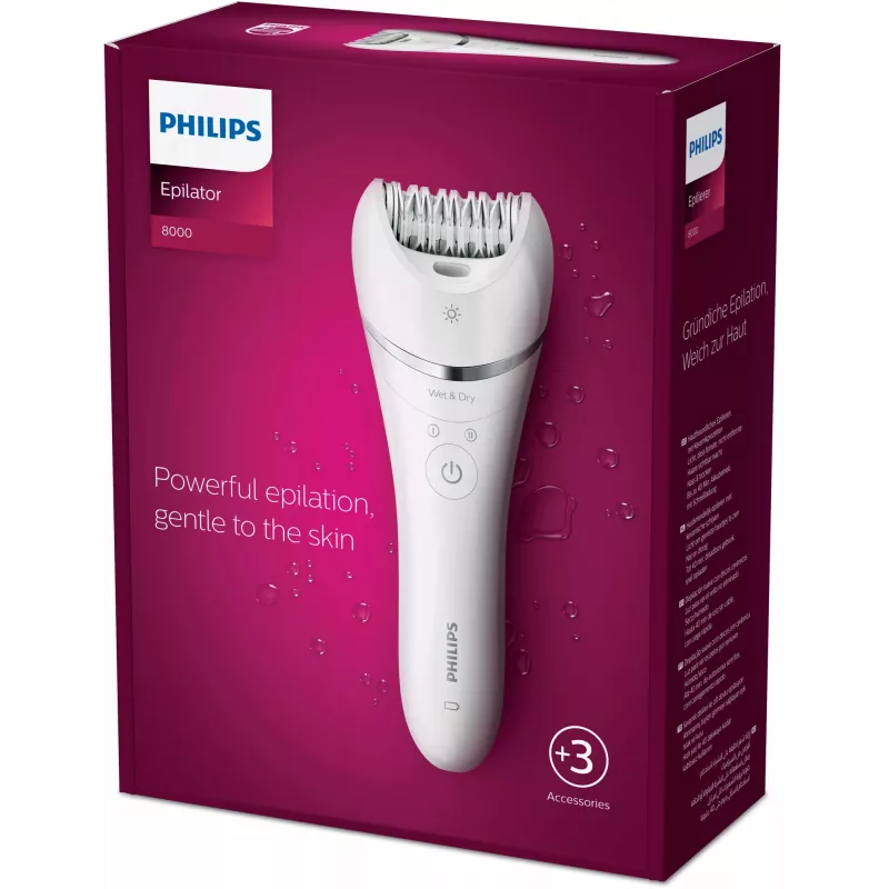 Epilators Philips BRE700/00, 32 pincetes, mitrai un sausai lietošanai, bezvada, 40 min darbības laiks, 2 ātrumi, mazgājams