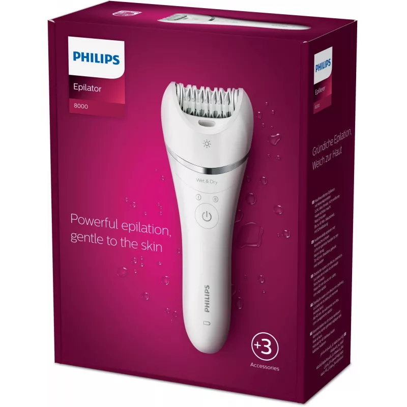 Epilators Philips BRE700/00, 32 pincetes, mitrai un sausai lietošanai, bezvada, 40 min darbības laiks, 2 ātrumi, mazgājams
