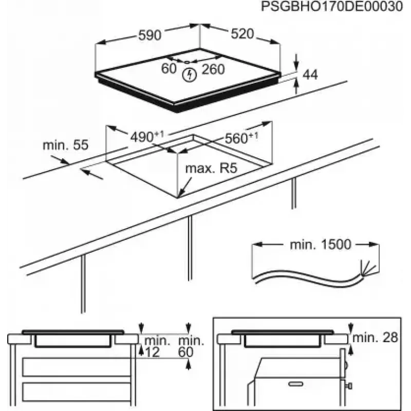 Electrolux LIV63431BK Melns Iebūvējams 60 cm Zonas indukcijas plīts 4 zonas