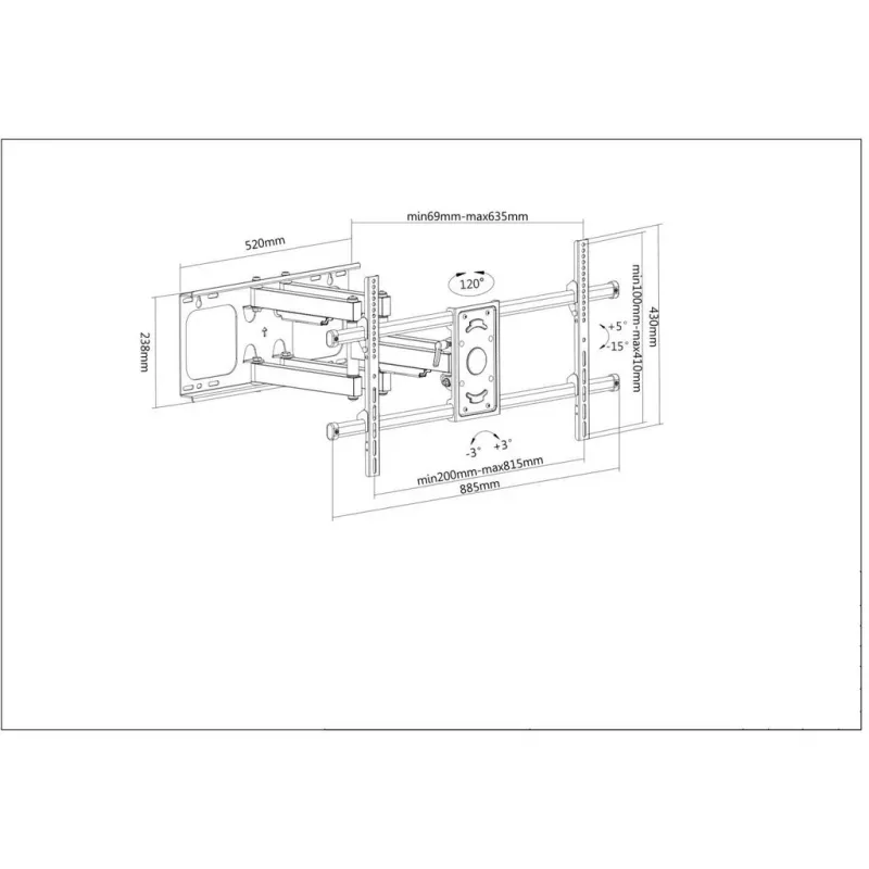 Manhattan sienas stiprinājums televizoriem un monitoriem (pilna kustība), ekrāniem no 37 collām līdz 75 collām, VESA saderība: visi no 200x200 mm līdz 800x400 mm - pārbaudiet četru montāžas caurumu izmērus ekrāna aizmugurē, lai pārliecinātos, ka tas der, maks. 75 kg, melns, kronšteins, mūža garantija